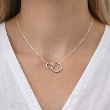 Bílé zlato náhrdelník KROUŽKY 42+3cm